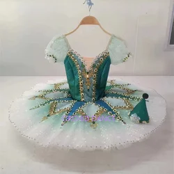 Professional High Quality Custom Size 12 Layers Kids Girls Women Adult Stage Performance Wear Green Clown Ballet Tutu Costumes