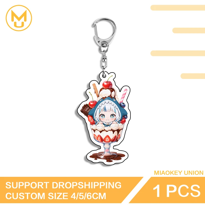 Vtuber Gawr Gura Kawaii creativo Chocolate Cupcake llaveros Venta caliente edición Q accesorios producto de juego de moda decoración periférica