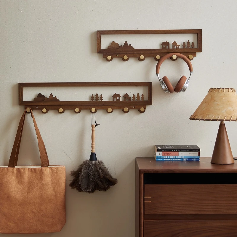 

Настенные крючки из орехового дерева, органайзер для прихожей без сверления, компактная вешалка для шкафа, современная вешалка для гардероба в спальне, подставка для шляп