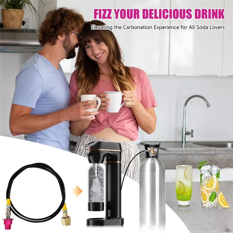 A40Z-Soda Machine Co2 Adapter Quick Connector Adapter Hose,60 Inch For Co2 Storage Tanks For Terra DUO Art Gaia Series CGA320