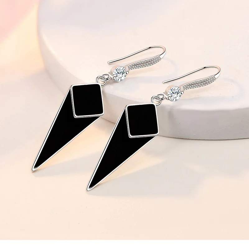 Buyee 925 Sterling Silver Sweet Earring Acrylic Dangle Fine Earring for Woman Girl Excellent Trend Zircon Jewelry Earring