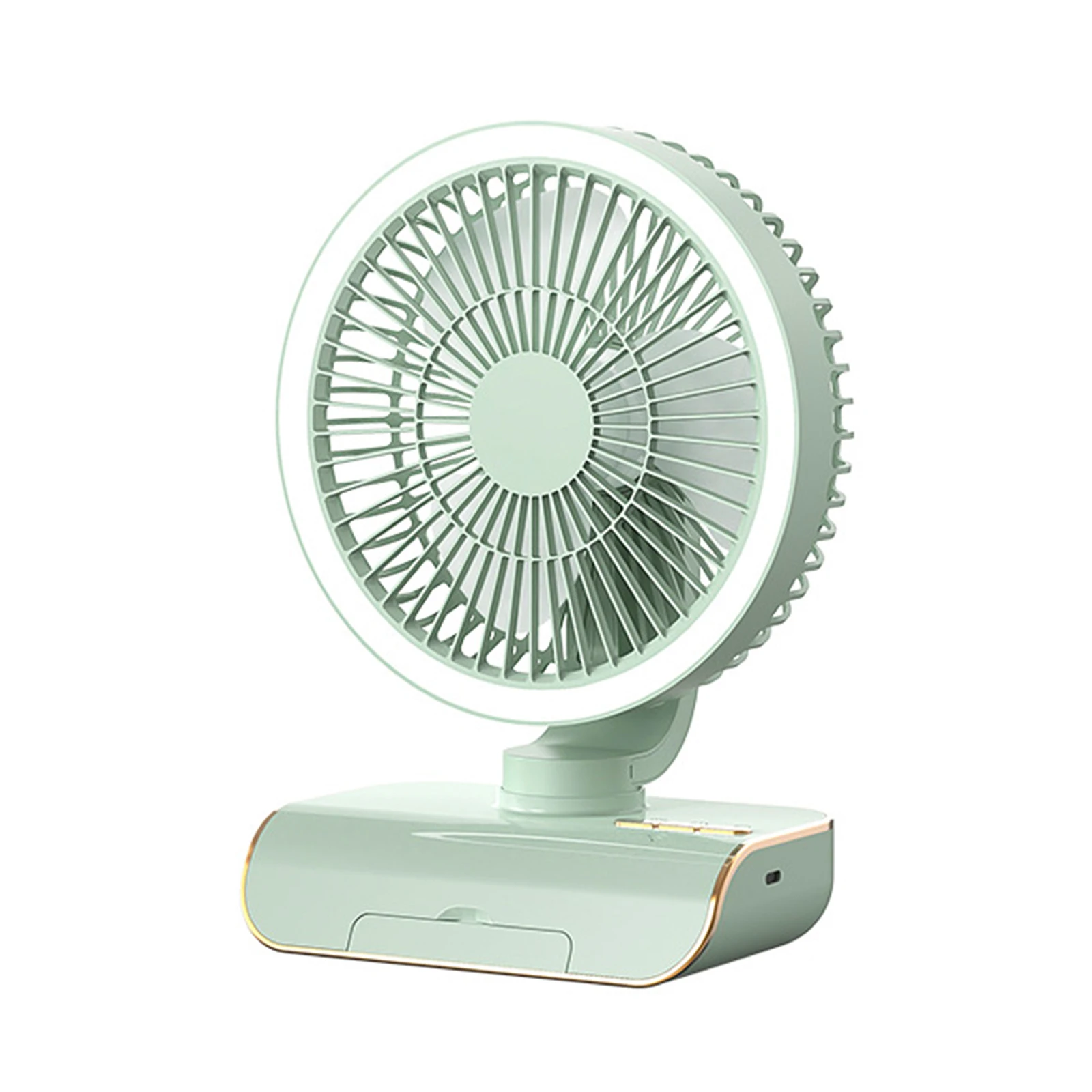 

Desktop Multifunction Fan USB Rechargeable Fan Automatic Fan Home Office Ambient Lighting Fan 5 Speed W Remote Control Base