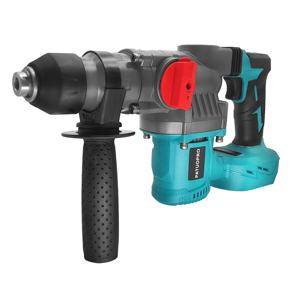 PATUOPRO 2-Mode Brushless Electric Impact Hammer Drill 26mm Cordless Rotary Hammer Handheld Power Tools For Makita 18V Battery