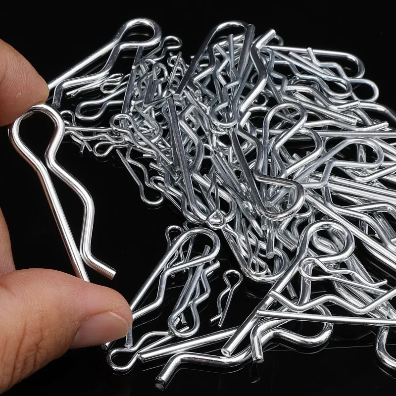 200/100x 스틸 R 타입 코터 핀 클립 재사용 가능 헤비 듀티 스프링 고정 와이어 헤어핀 자동차 패스너 하드웨어 분류 키트