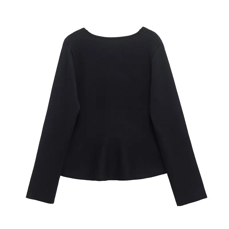 Spring 2025 Women's Knitted Long Sve ort Skirt Sle Hem Coat round Neline Regular Length Cardigan Commute Sle Outer...