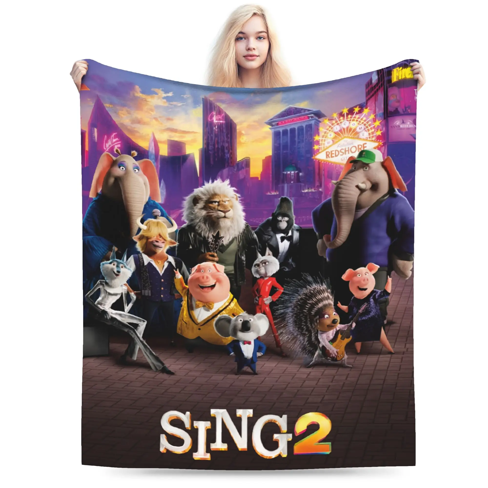 Sing 2 Movie Throw Blanket for Couch  Fuzzy Soft Plush Blanket 50x60 Inch Multi-size Bedspreads for All Seasons