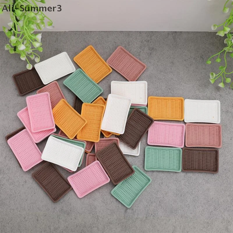 10Pcs Puppenhaus Simulation Miniatur Küche Besteck Teller Teller Dessert Brot Platte Modell Ornament Spielzeug Puppe Haus Zubehör