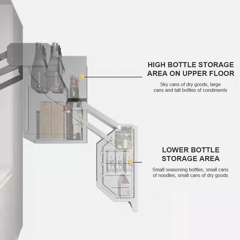 خزانة سحب أسفل رافع سلة مزدوجة سحب أسفل سلة خزانة المطبخ سلة 2 الطبقة سحب أسفل خزانة الرف للمخزن #5