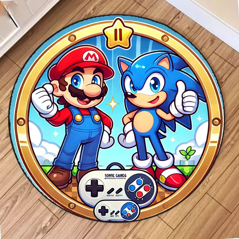 MINISO انمي ياباني سوبر ماريو السجاد الكلمة حصيرة الزحف لينة البساط الأطفال لعبة مستديرة عدم الانزلاق السجاد ديكور غرفة نوم المنزل