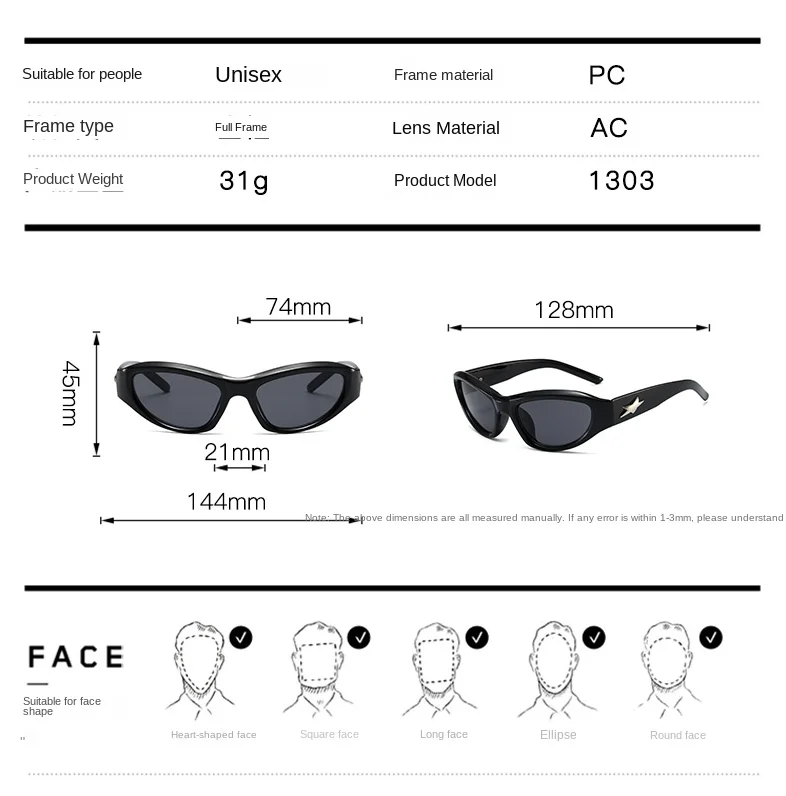 Stern Sonnenbrille für Frauen Männer Y2K Sport Punk Shades Marke Design Fünfzackigen Stern Uv400 Brillen Weibliche Brille – Detail 4