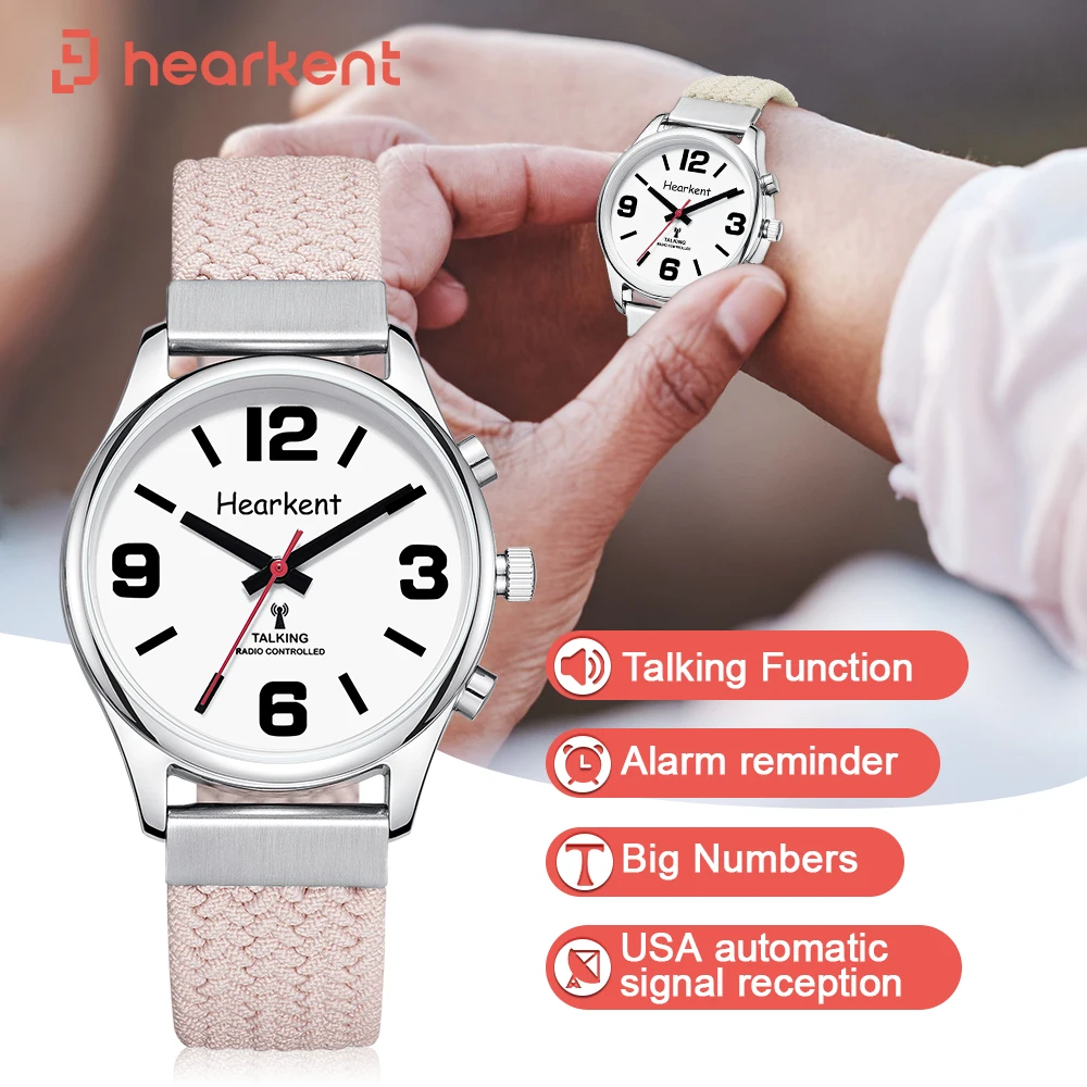 

Hearkent English Talking Watch for Blind Atomic Clock With Voice Alarm Fashion Women Digital Watch Hourly Chime Wrist Watches