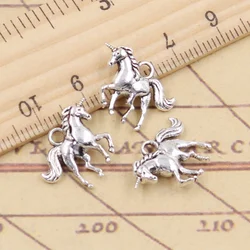 20pcs Charms Horse Unicorn 13x12mm Tibetan Bronze Silver Color Pendants Antique Jewelry Making DIY Handmade Craft