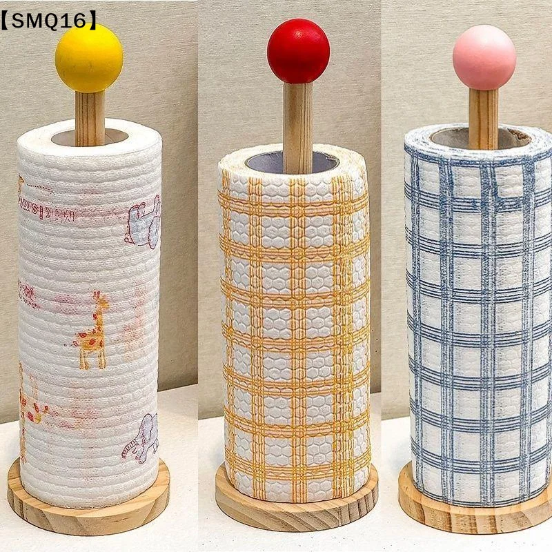 Wood Toilet Paper Holder No Drill Kitchen Storage Tissue Hanger Bathroom Accessories AntiSlip Vertical Tissue Holder Tissue【SMQ】