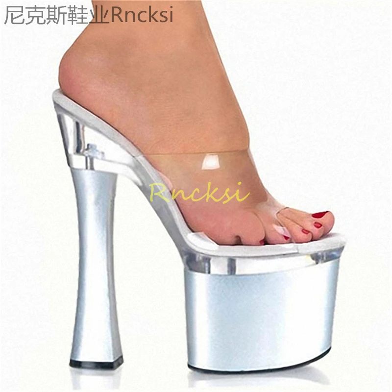 20cm Sandals for women in summer wear high heel thick heel Joker waterproof platform toe-leaking sandals.