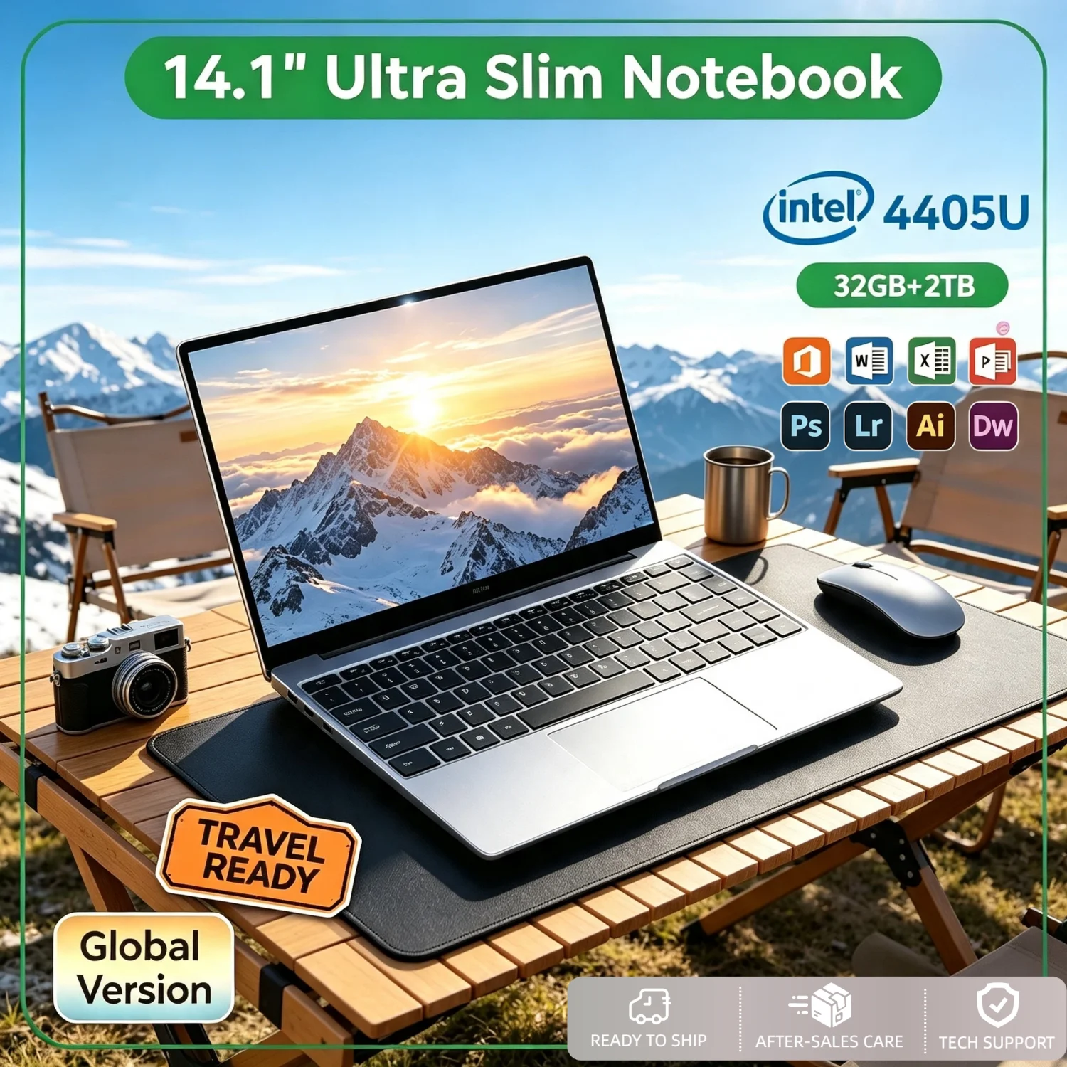 Ultra Slim 14.1 Inch Gaming Laptop Intel Pentium 4405U 2.1GHz 2C4T 16GB DDR4 2TB SSD 1920x1080 Office Study PC Ultra Pro Core