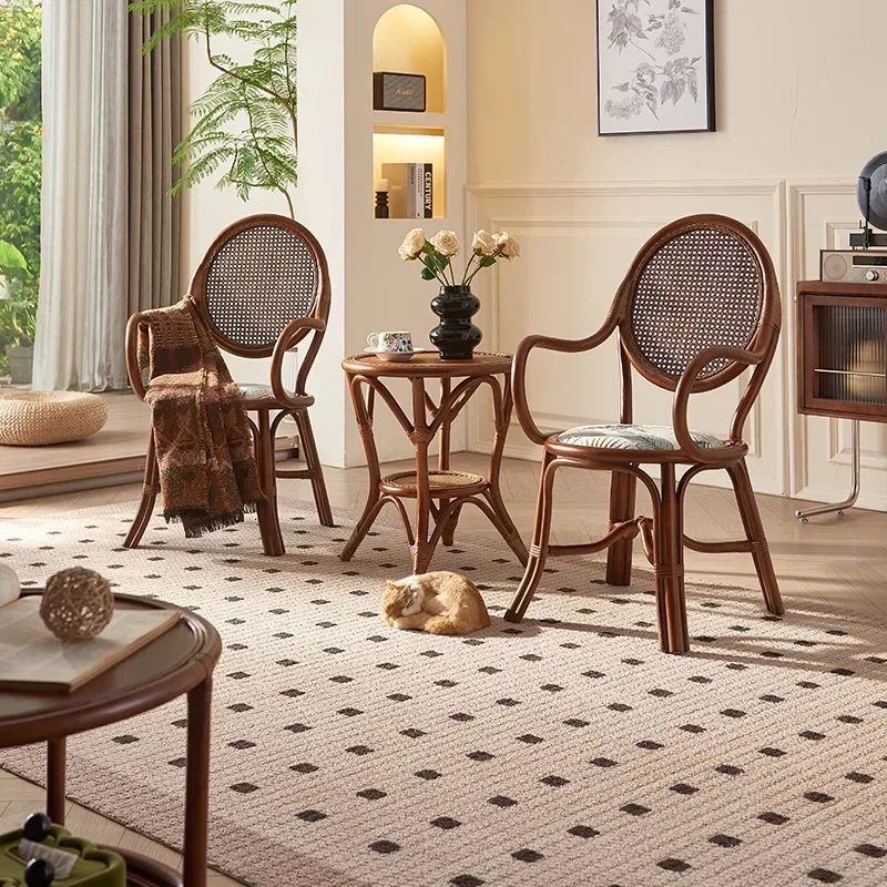 Bed and breakfast balcony rattan chair three-piece set household leisure table and chair combination living room chair