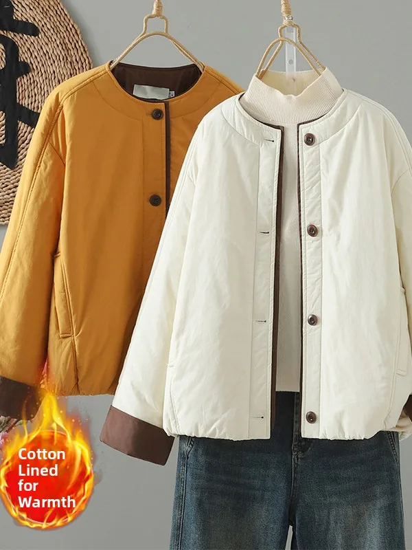 เสื้อแจ็คเก็ตผ้าฝ้ายสีพื้นสำหรับผู้หญิง ไซส์เล็ก รุ่นใหม่สำหรับฤดูหนาว คุณภาพสูง ทรงหลวม สวมใส่สบาย อเนกประสงค์ ให้ความอบอุ่น เสื้อผ้าฝ้าย