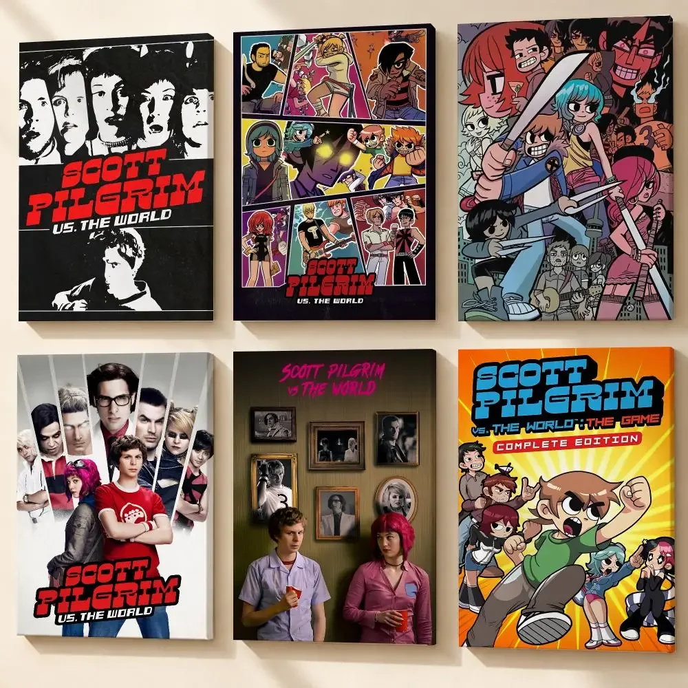 S-Scott Pilgrim vs. the World Framed Wall Painting Canvas Poster Wooden Stretcher Frame Inner Frame Kit for Wall Art Painting
