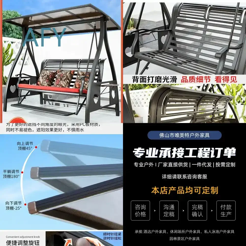 Outdoor Solar Powered Swing with Footrest for Garden Patio Yard Use Heavy Duty Cast Aluminum Double Person Hammock Chair for