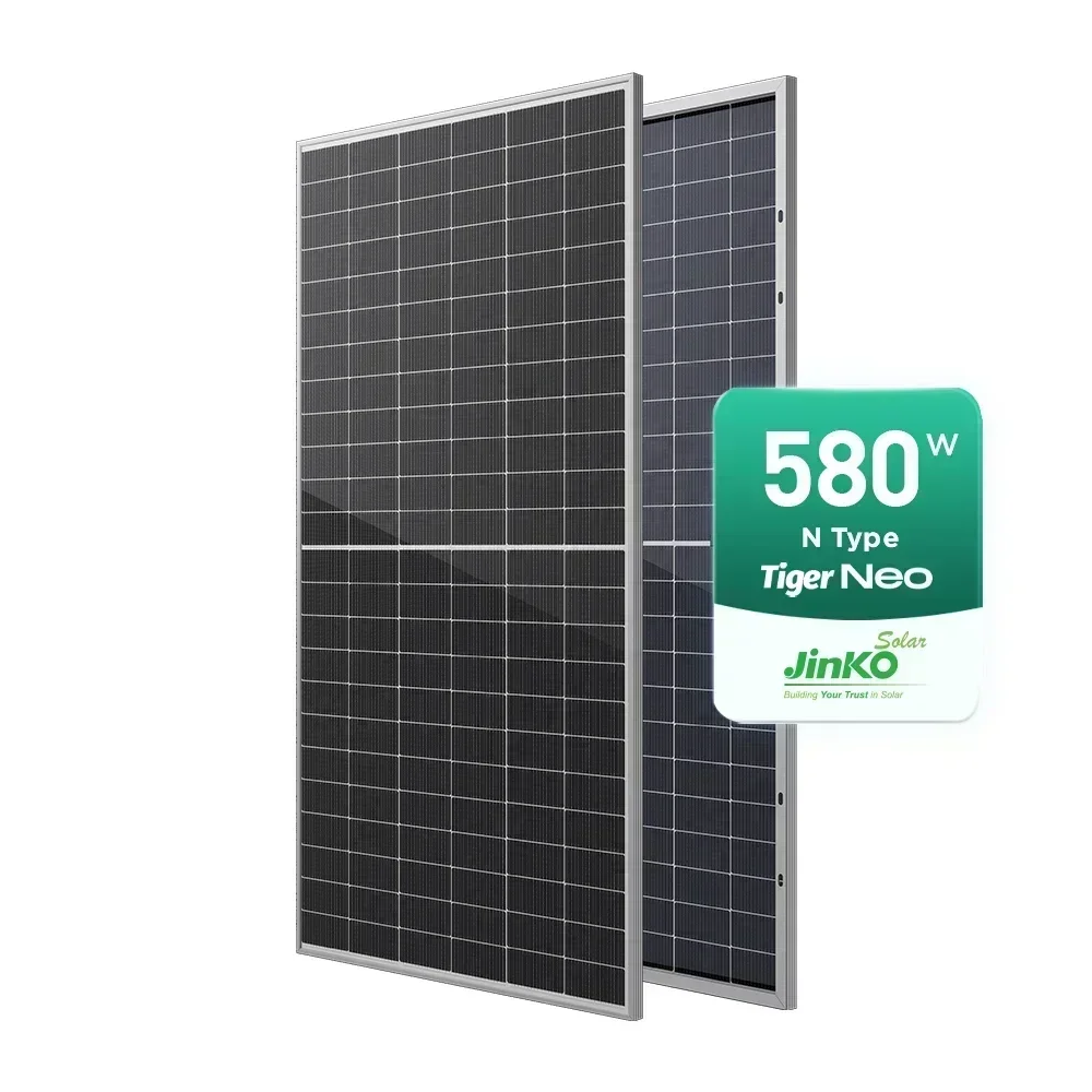 

Double Glass Mono Crystalline Solar Panels Jinko 580W Half Cut Cells Tech Solar Panels