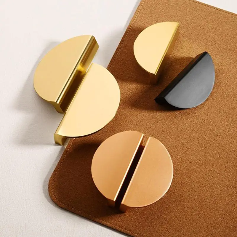 Cabinet Door Semicircle Handle Split Cabinet Shoe Cabinet Door Handle Aluminum Alloy Exposed Gold Round Furniture Door Handle