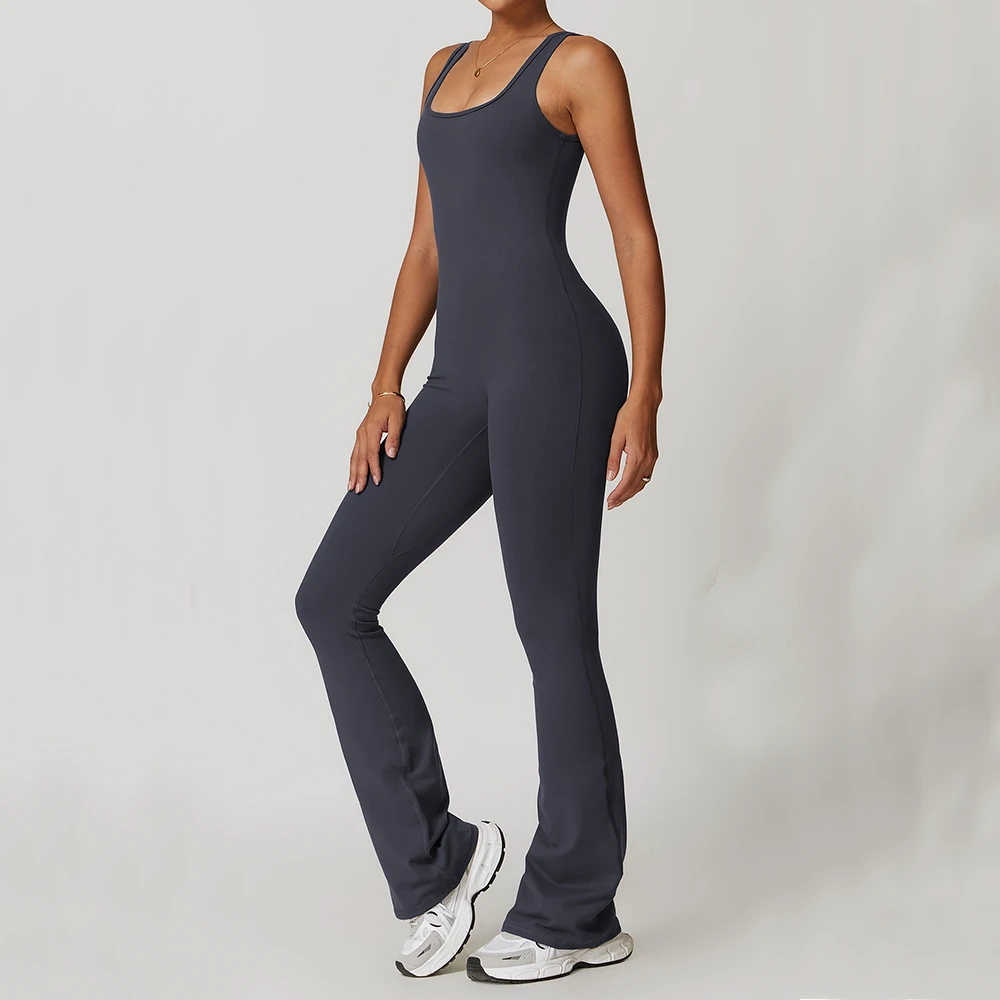 U Back Yoga Suit Women Sport One-Piece Suit Flared Pants Gym Set Women Sports Jumpsuit Fitness Rompers Female Workout Bodysuits