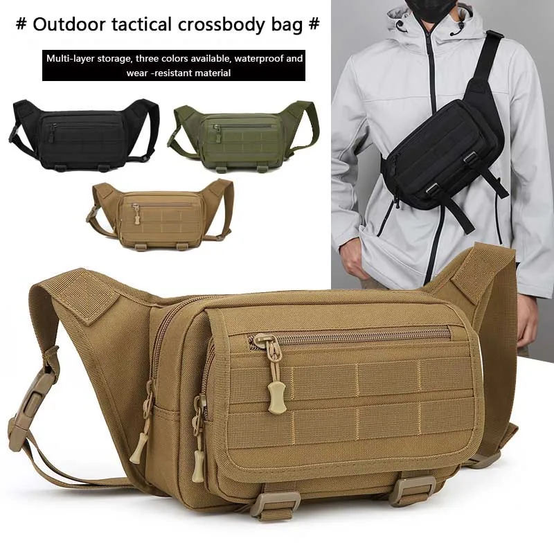 Riñonera táctica para hombre, riñonera de nailon de gran capacidad, impermeable, para deportes de senderismo, bolso de hombro tipo bandolera para viajes en bicicleta