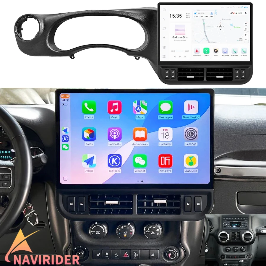 

16,8-дюймовый сенсорный экран с CarPlay, 4G, GPS, видеоплеером и мультимедиа для Jeep Wrangler 2011-2017, Android Auto, навигация, автомобильная магнитола