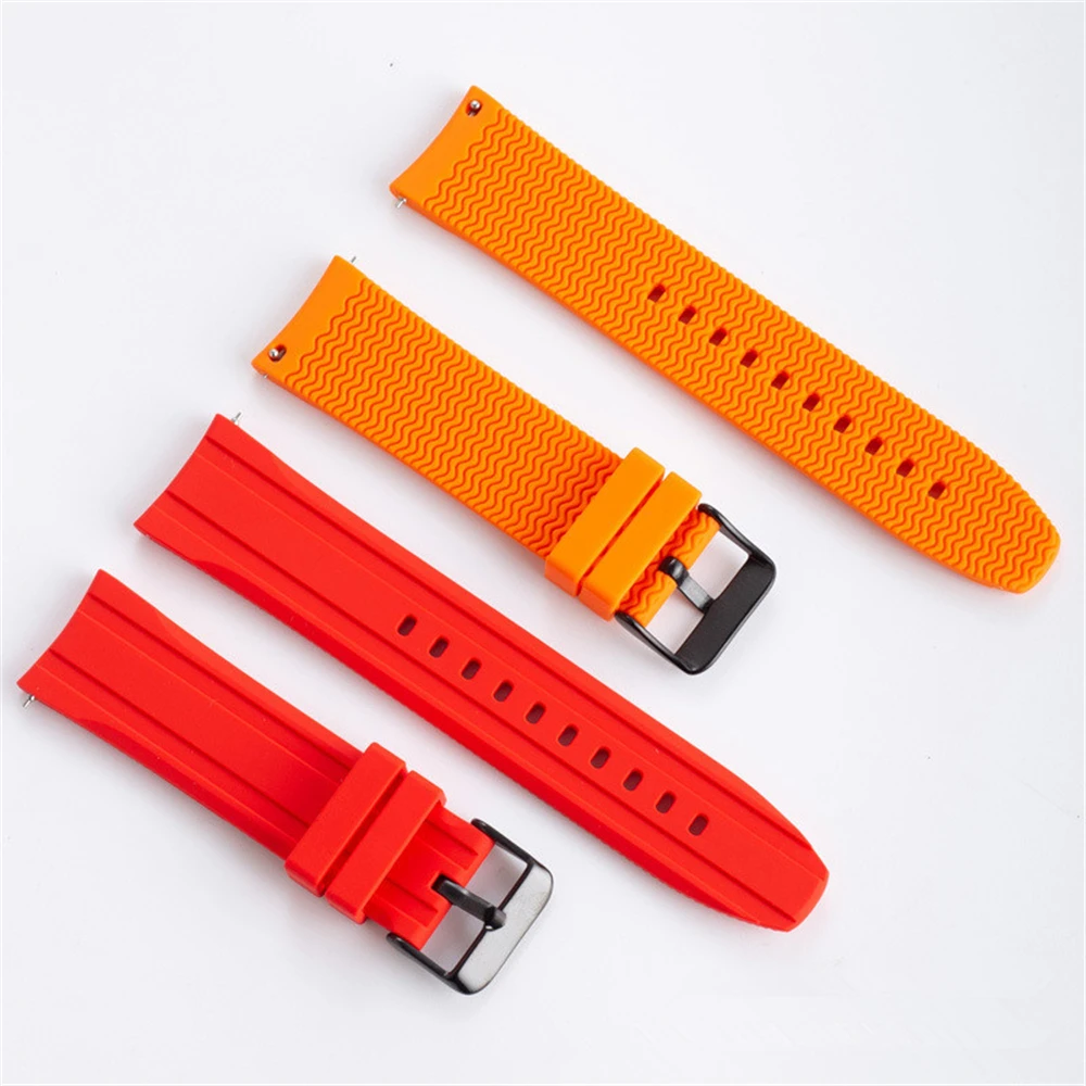 Универсальный изогнутый силиконовый ремешок для телефона 20 мм 22 мм для мягкого ремешка huawei водонепроницаемый ремешок для наручных часов