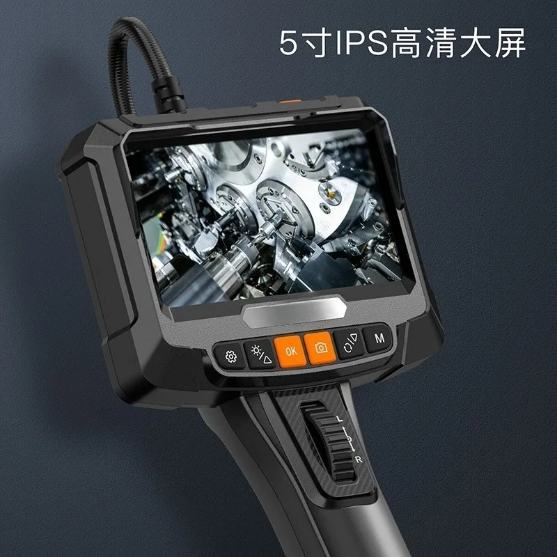 360 Degree Steering Dual Lens Industrial Inspection Endoscope 5 Inch Screen Portable Handheld Borescope Camera for Pipe Auto