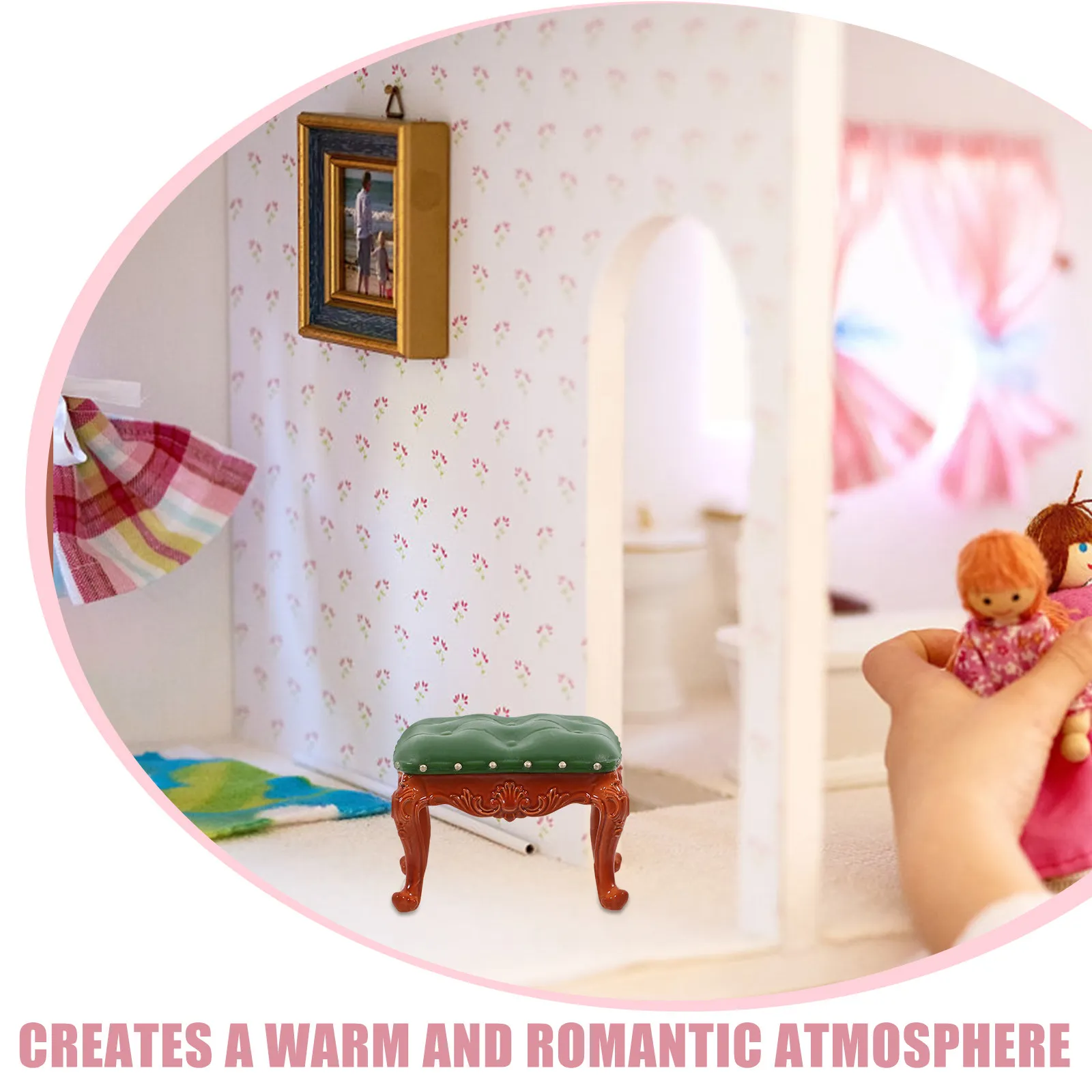 Miniature Stool PVC Vintage Design Mini Furniture Compact Size for Mini House Decoration Miniature Furniture Decorative Craft
