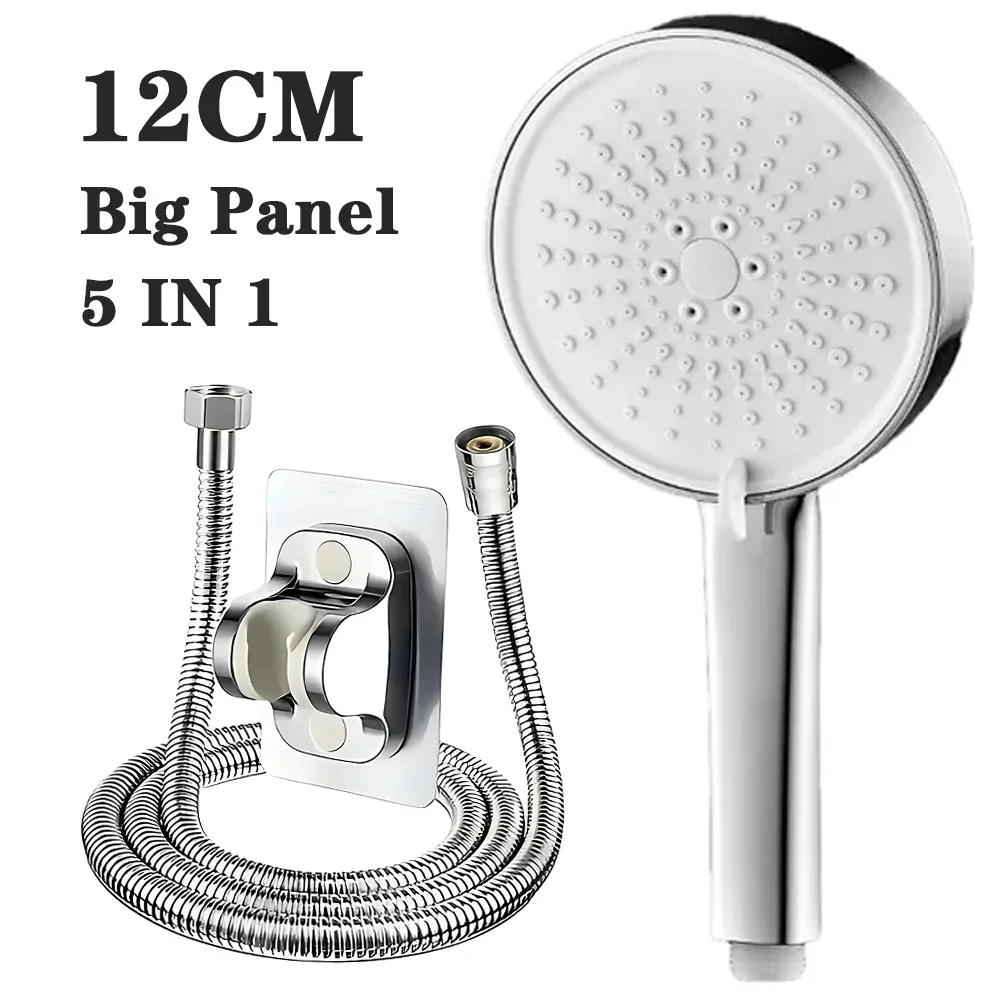 

Large Panel Shower Head Pressurised 5 Modes Adjustable Spa Shower Rainfall High Pressure Shower Head Bathroom Shower Accessories