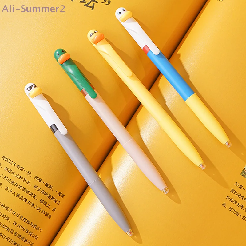 

{MX} 4 шт., быстросохнущая гелевая ручка с милой забавной уткой, креативная вращающаяся черная ручка 0,5 мм, канцелярские принадлежности для студентов, школьные и офисные принадлежности