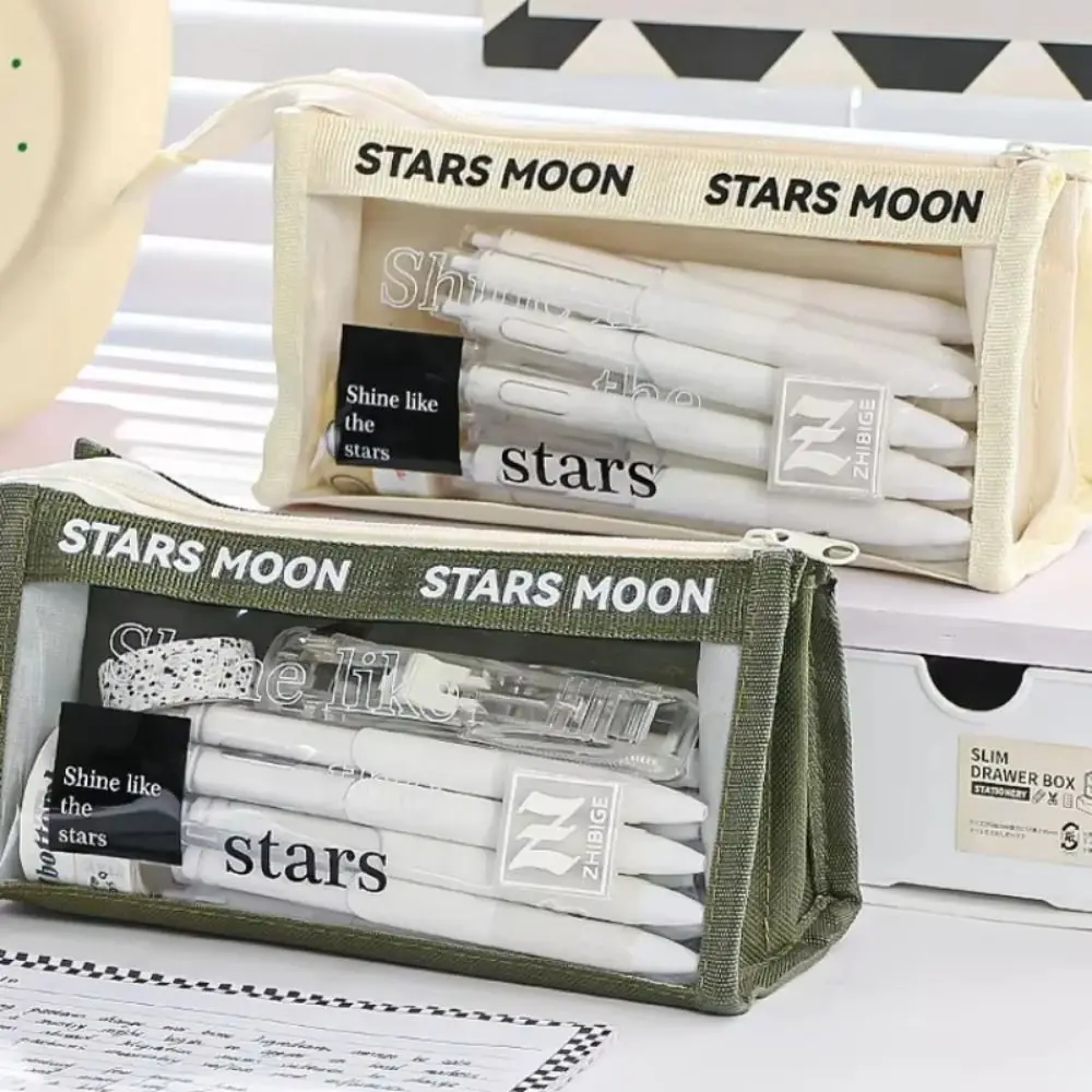 

Triangle PVC Transparent Pencil Case Three-dimensional Transparent Stationery Storage Bag Clear Large Capacity
