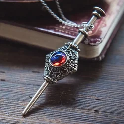 Vintage Magical Witchcraft Necklace Women's Blood Pack Removable Witch Wand Pendant for Men Women Cosplay Jewelry Gifts