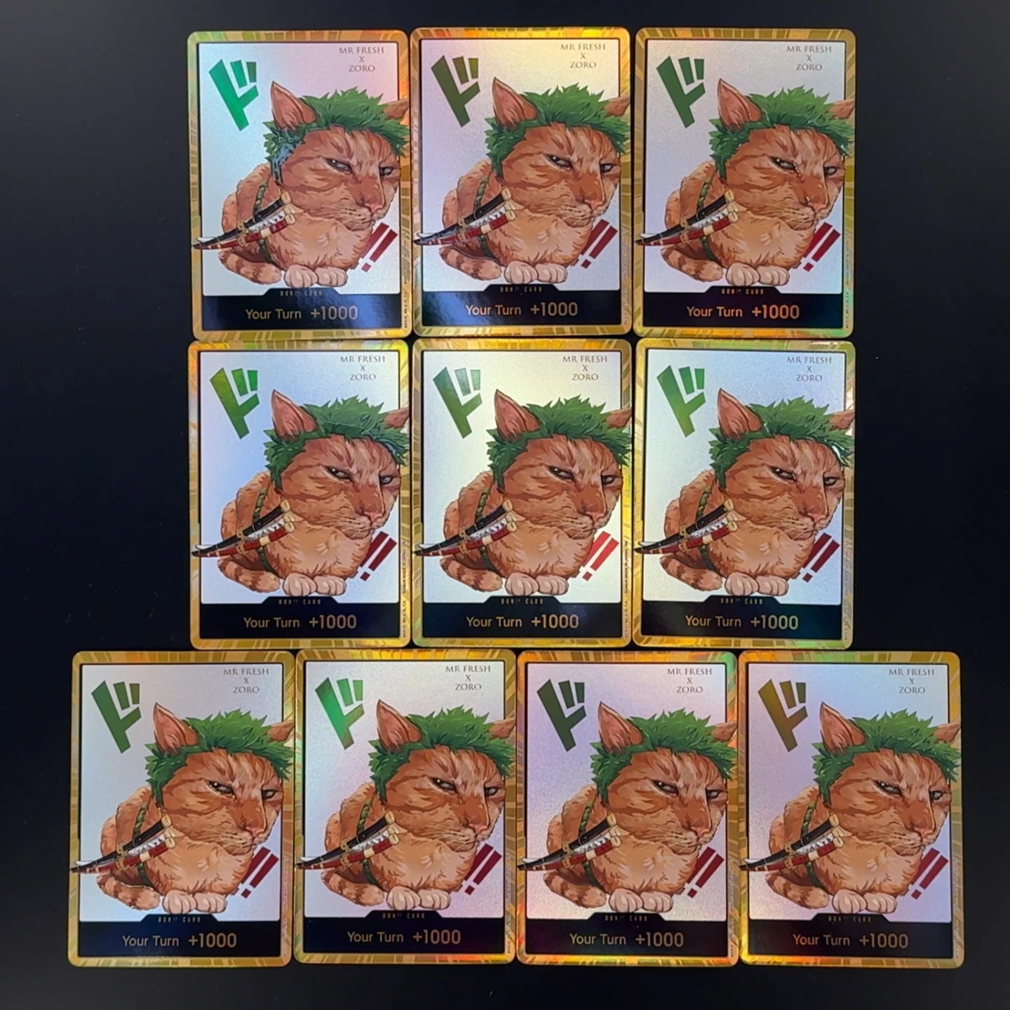 One Piece OPCG English Golden Holographic 3D Textured  DON card Catified Luffy Zoro Sanji Robin DON card Anime Collectible Cards view 3