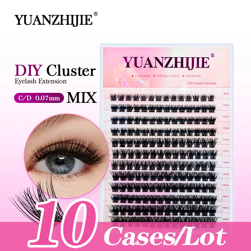 

YUANZHIJIE 10cases Segmented Eyelashes Mix Length Terrier Strands Eyelash lash Makeups Thin loose Premade Volume lashes Cluster