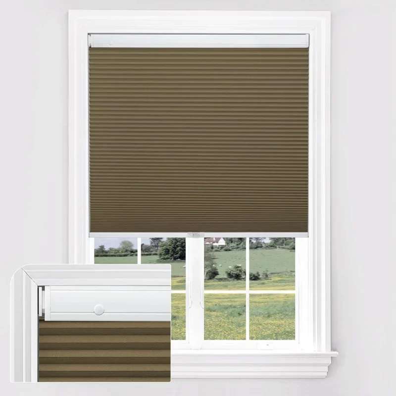 No No Drill Cordless Cellular Shades Tension Honeycomb Window Shades Blinds Indoor Windows, Easy to Instal