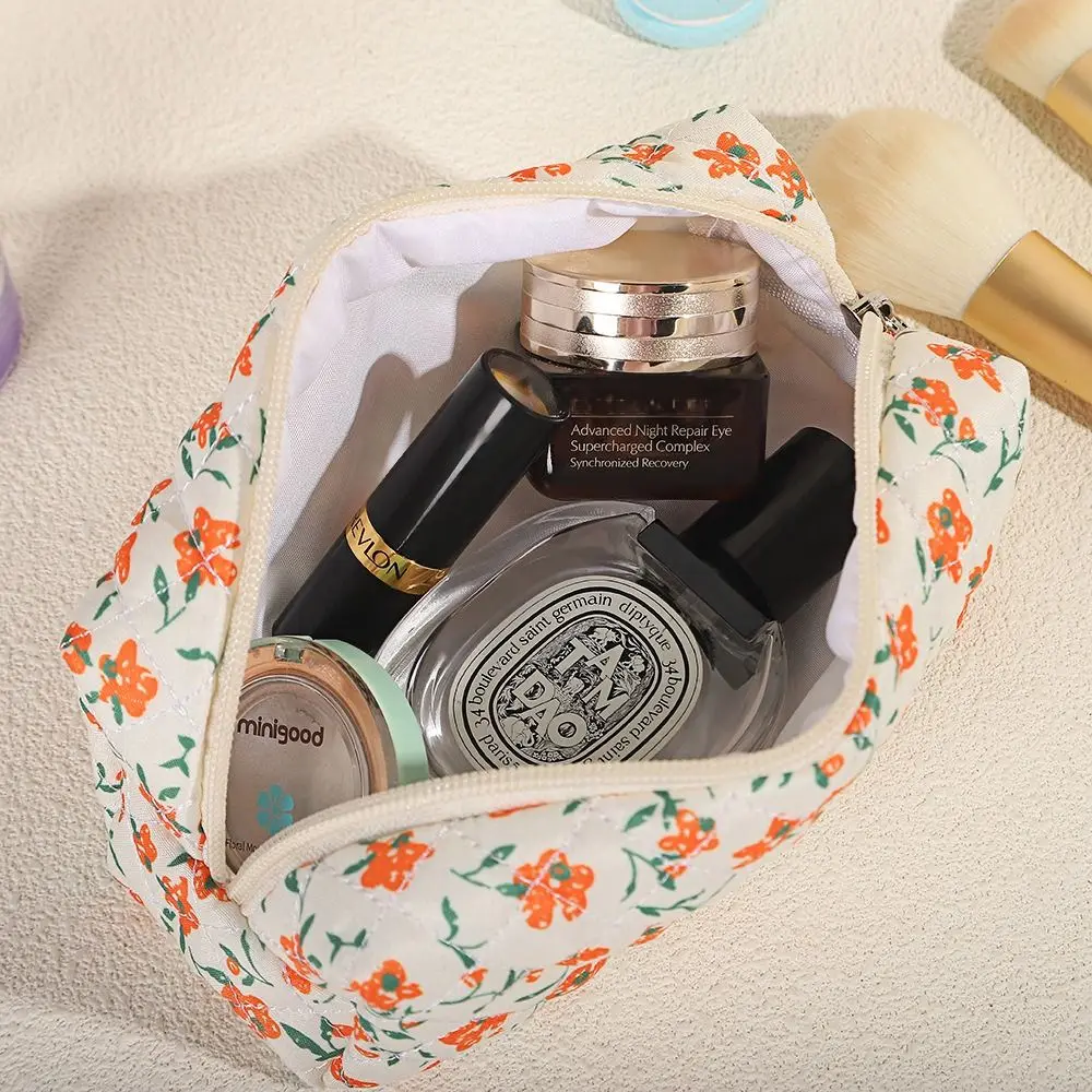 Корейская сумка-карандаш с цветочным принтом Gook Looking, эстетичная пухлая стеганая сумка для ручек, хлопковая милая сумка для хранения канцелярских принадлежностей, студенческие принадлежности