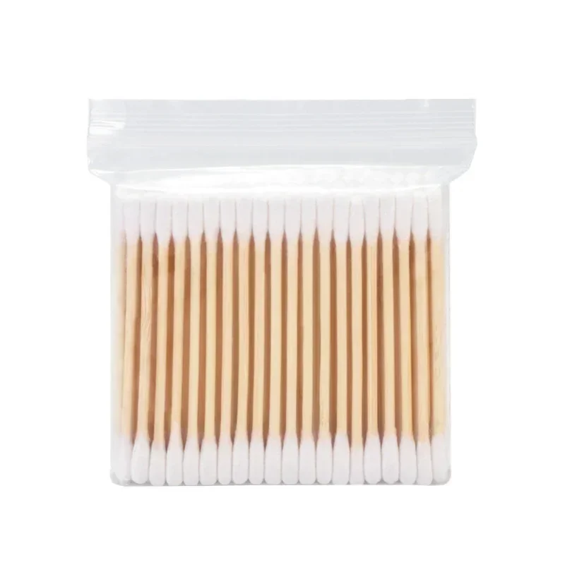 Wholesale 100Pcs Cotton Swab Wooden Cotton Sticks Double-Tipped Cotton Bud Chlorine-Free Hypoallergenic Cotton Swab Makeup Tools