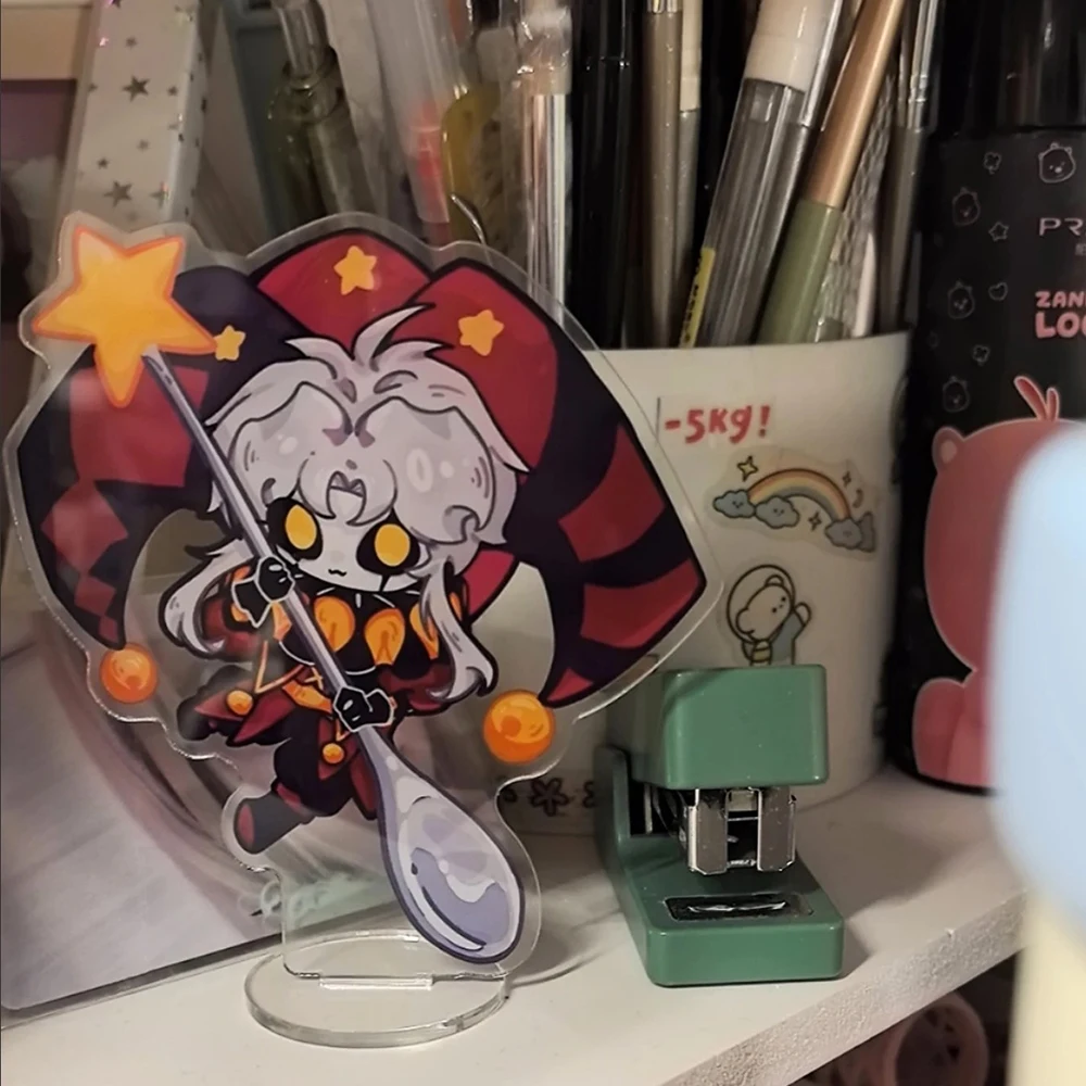 Game The Freak Circus Pierrot Strawberry Chocolate Milkshake Acrylic Stand Anime Figure Desktop Ornament Cosplay Props image 4