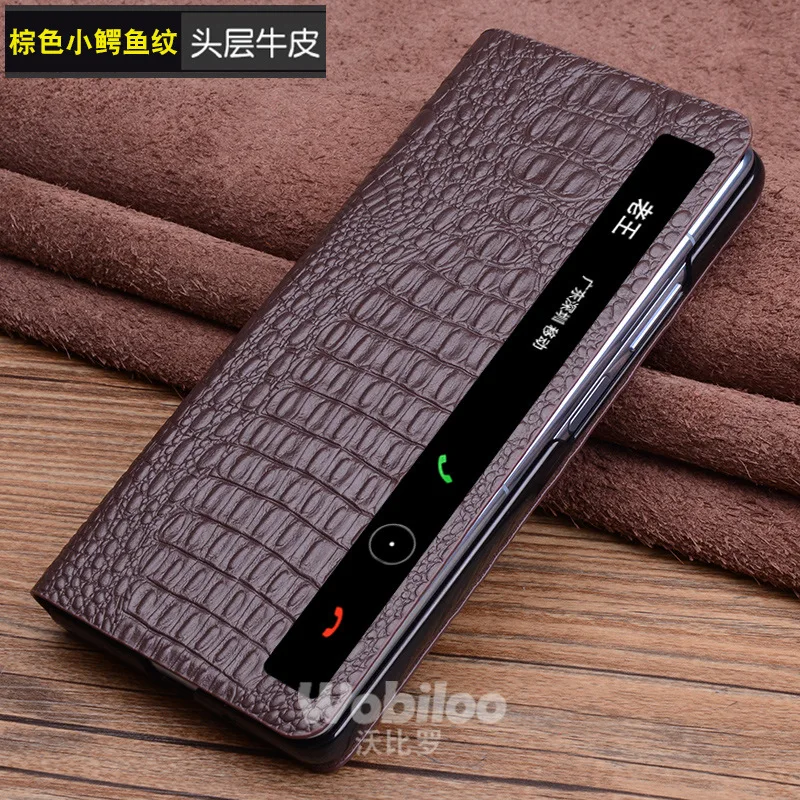 

wobiloo Luxury Genuine Leather Wallet Cover Business Phone Case For Huawei Mate X7 X6 X5 X3 X2 Cover Credit Card Money Slot Case