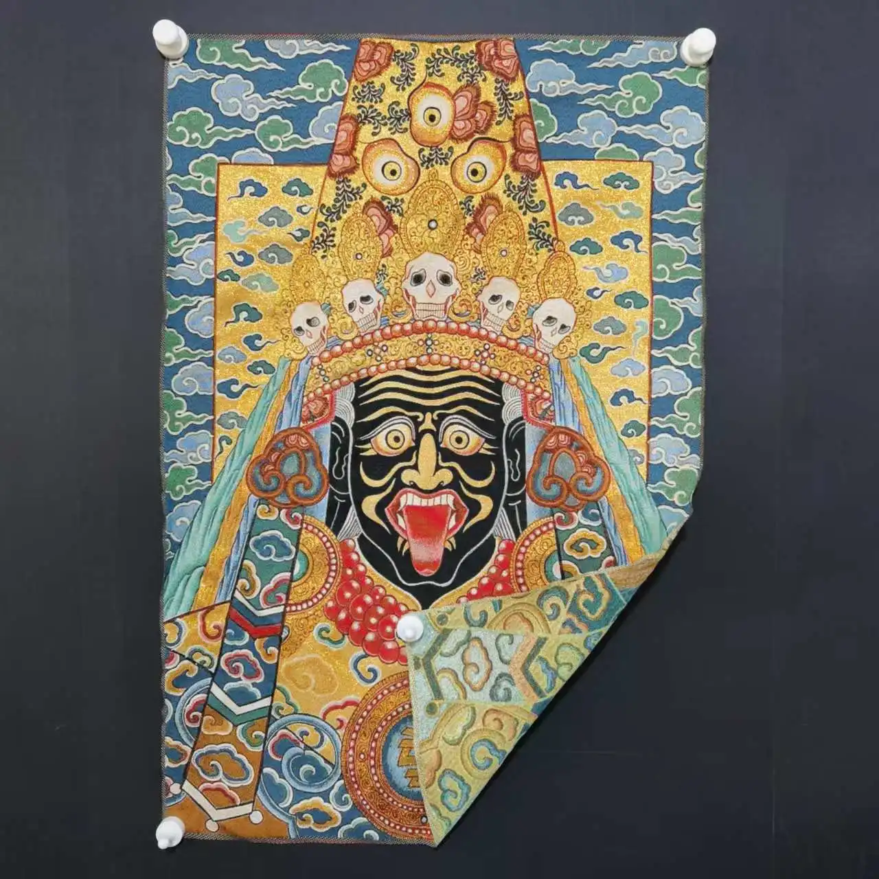 35 "Thangka التطريز البوذية التبتية الحرير التطريز Zakirim بوذا رئيس الثانغكا شاشة معلقة قاعة العبادة تاون هاوس