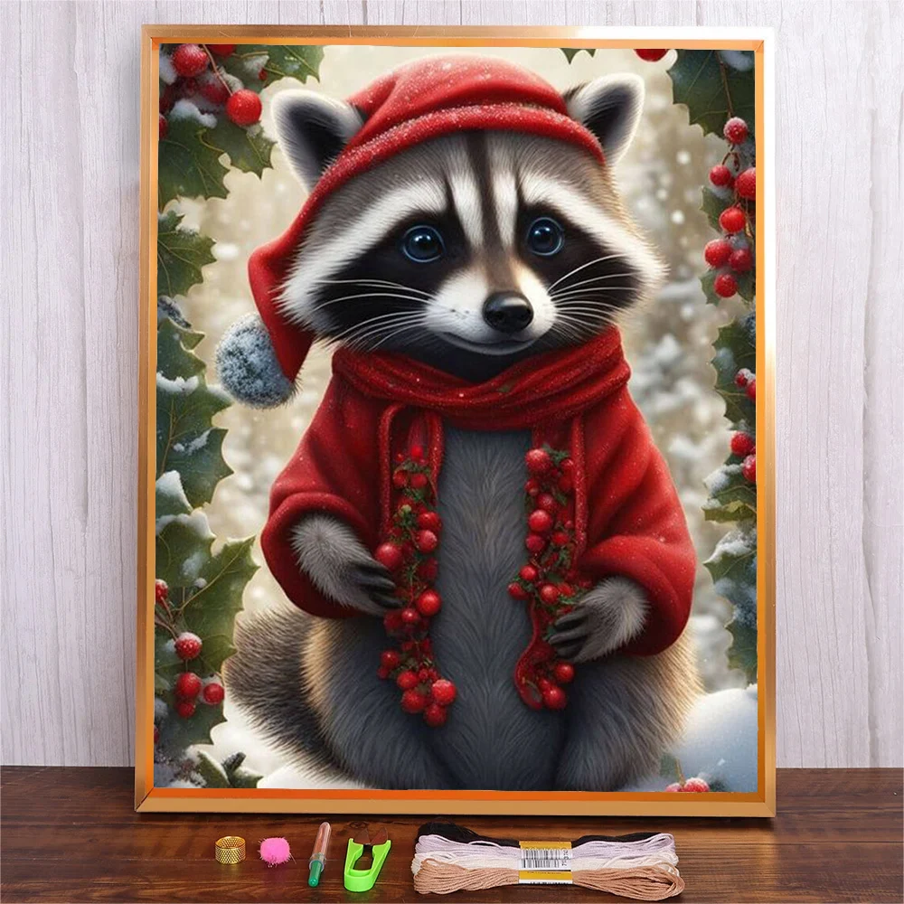 

DIY Cross Stitch Kit Set For Cross-stitch Christmas Products Stich Sets Raccoon Pattern Cotton Thread Embroidery Complete Kit