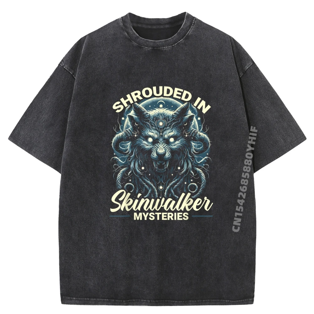 

Skinwalker Mythical Creature Folklore Urban T Shirt Women's Tees Printing T-Shirt Retro Washed Clothes