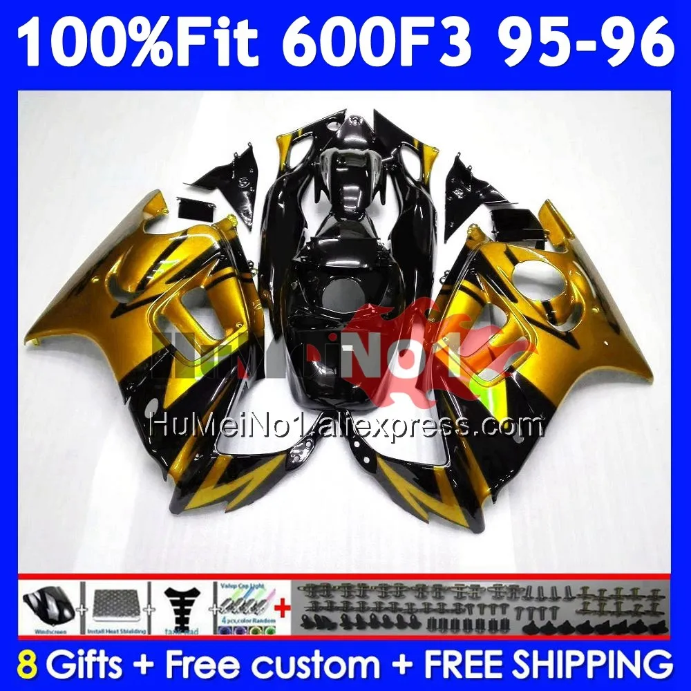 OEM Fairing +Tank For HONDA CBR 600F3 600 F3 CBR600F3 96 97 Golden black 38No.140 CBR600 F3 FS CBR600FS 1996 1997 Injection Body