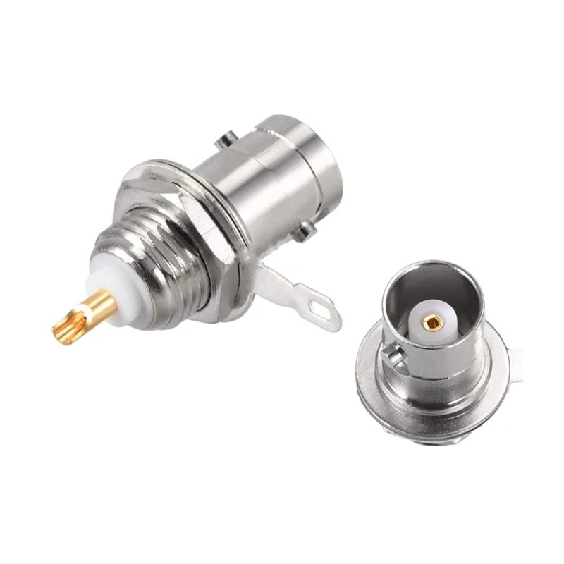 2/5/10pcs BNC Female Connectors Adapter Panel Chassis Mount Coaxial Cable Gold Plated Copper Core NC Female Welding Machine C6