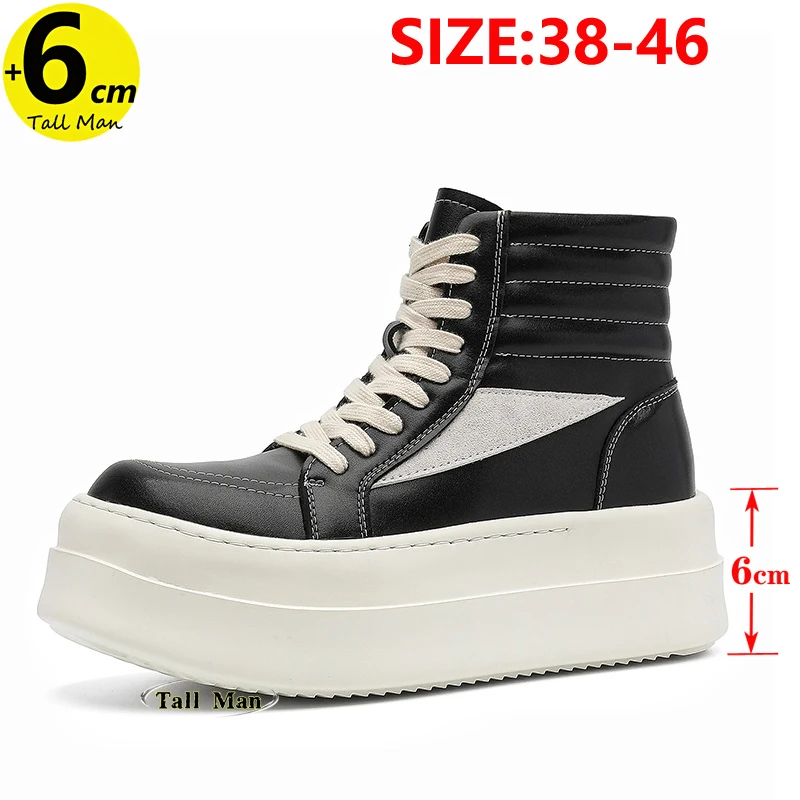 

Chunky Boots Men Elevator Booster Shoes Lift Height Increase 6cm Man Plus Size 38-46