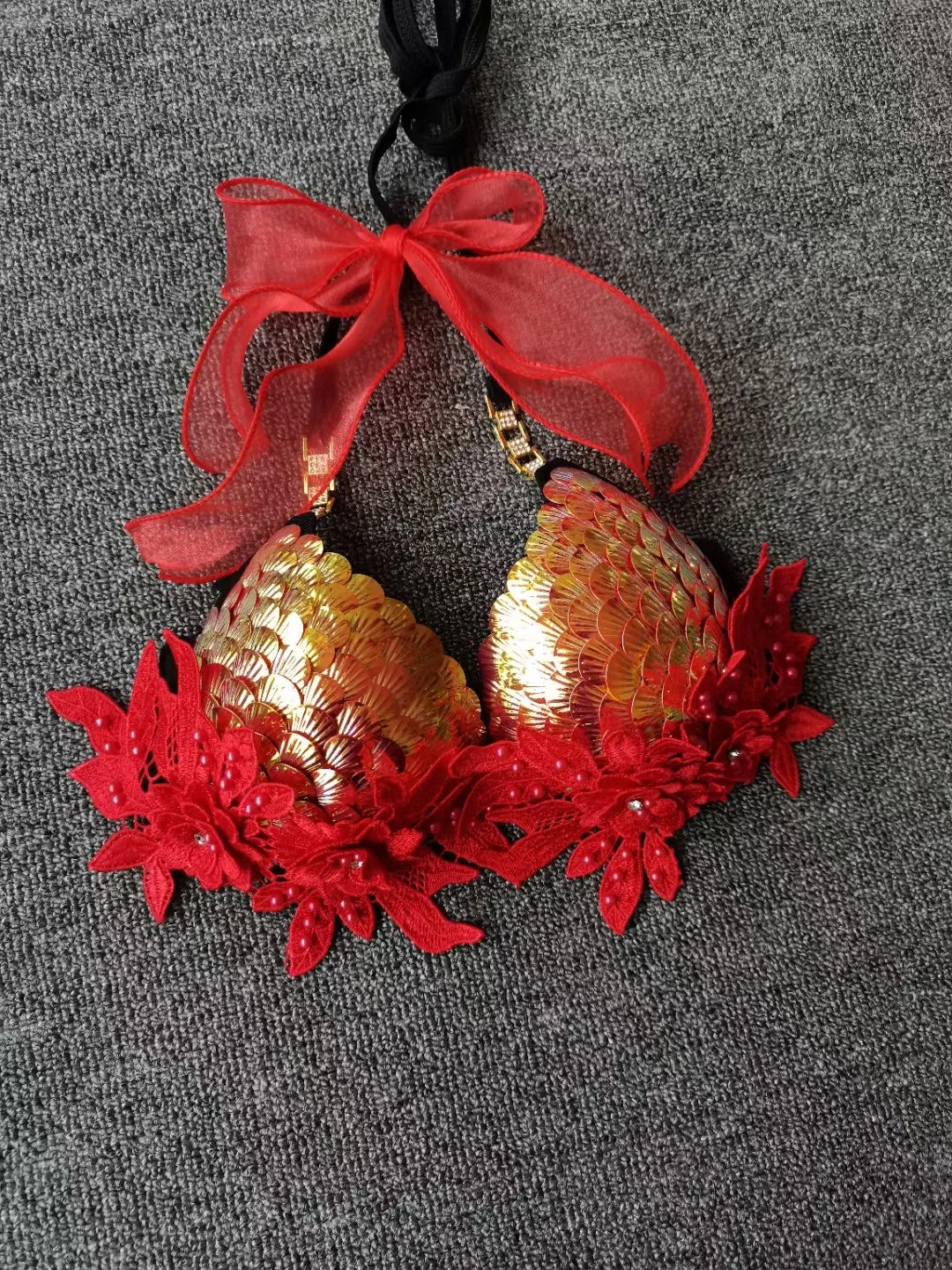 High-Quality Mermaid Sequin Shell Bikini Top Bra Oceanarium Bar Table Performance Clothes Fishtail Leather