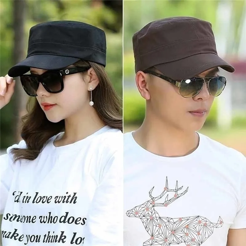 1PC Fashion Men Women Five Colors Unisex Adjustable Classic Style Plain Flat Vintage Army Hat Cadet Military Patrol Cap